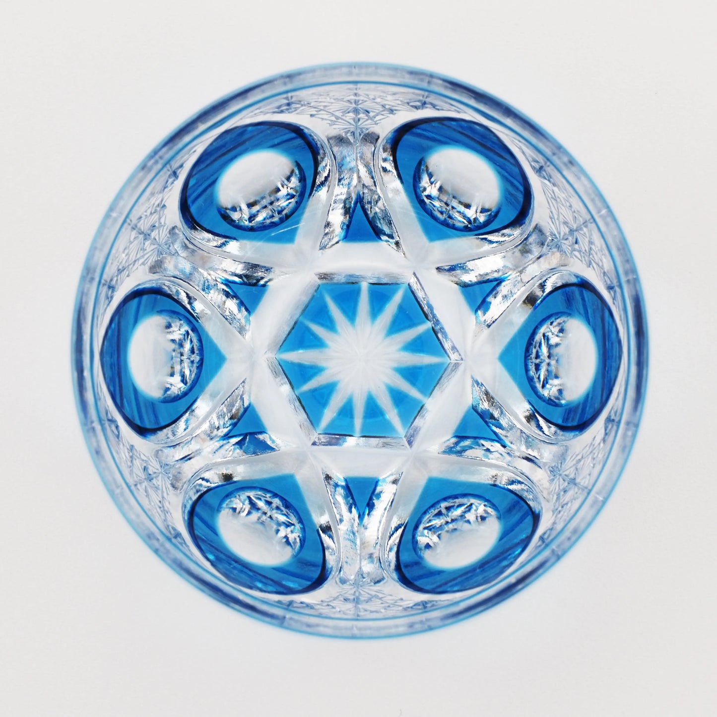 江戸切子 ぐい吞み 六華 ブルー