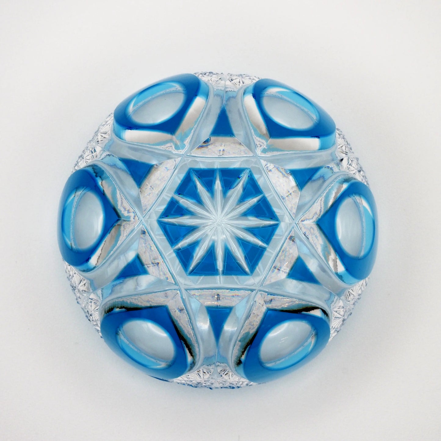 江戸切子 ぐい吞み 六華 ブルー